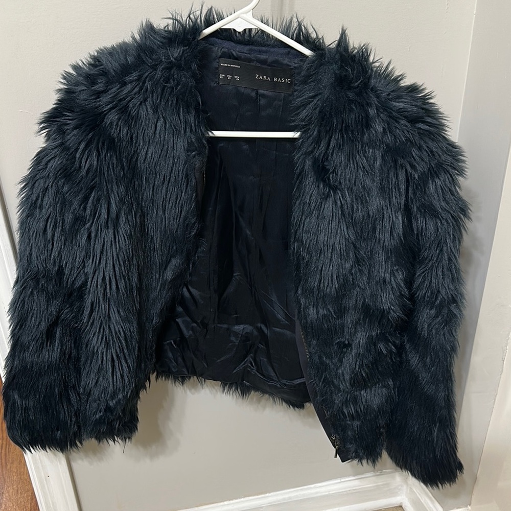 Zara Black Faux Fur Jacket